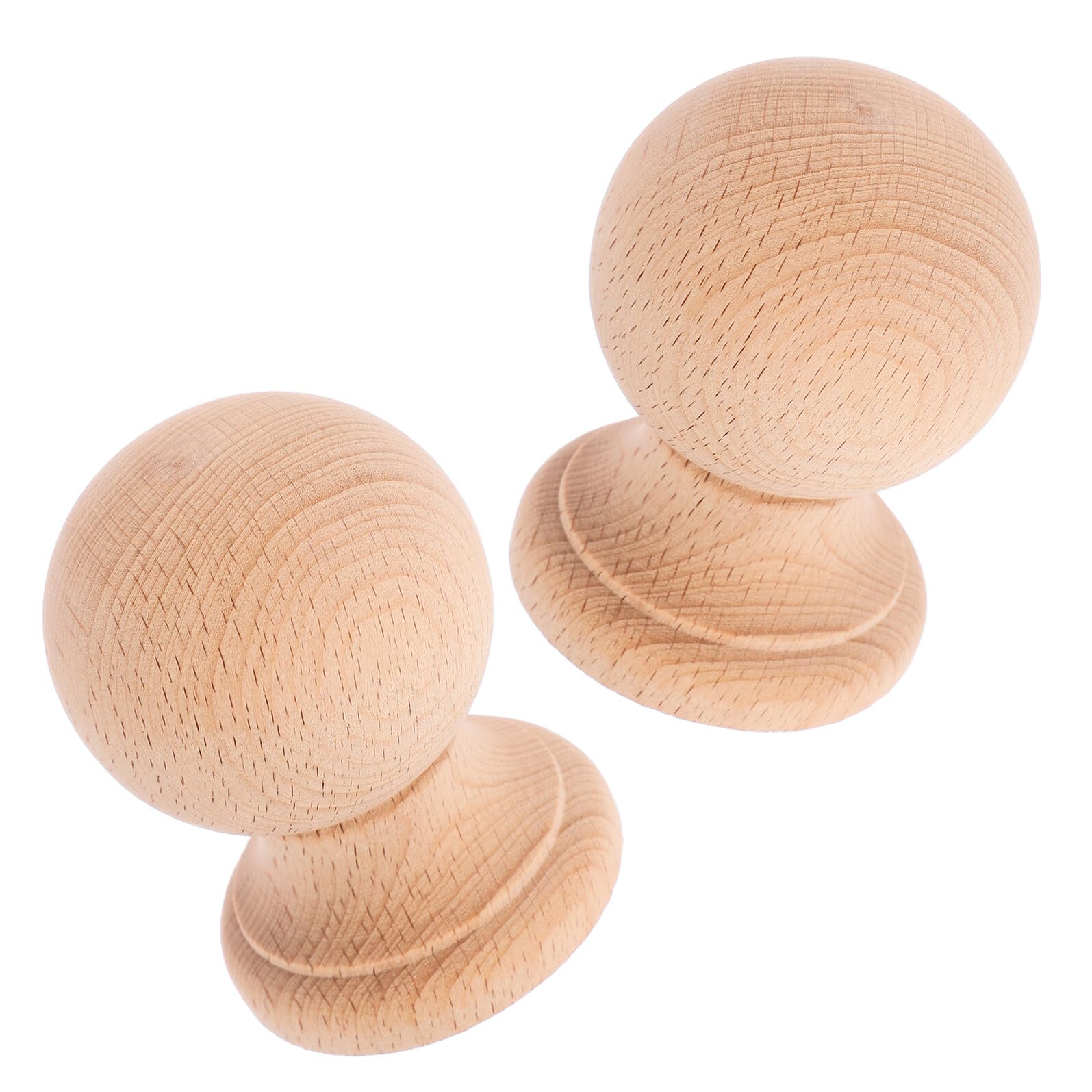 GLSTOY Remate de Madera Dura Redondo para Postes y Columnas, Tamaño 6x4 Cm, 2 Piezas sin Pintar, Decoración Clásica Estilo Columna Romana para Muebles, Escaleras y Vallas Exteriores