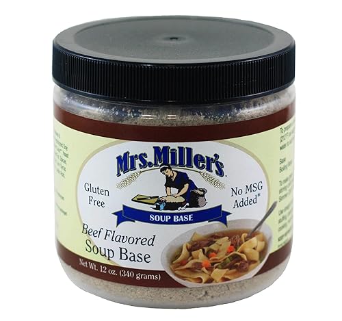 AmishTastes Mrs. Miller's - Base de sopa con sabor a carne de res, sin gluten, sin MSG, 12 onzas (paquete de 4)