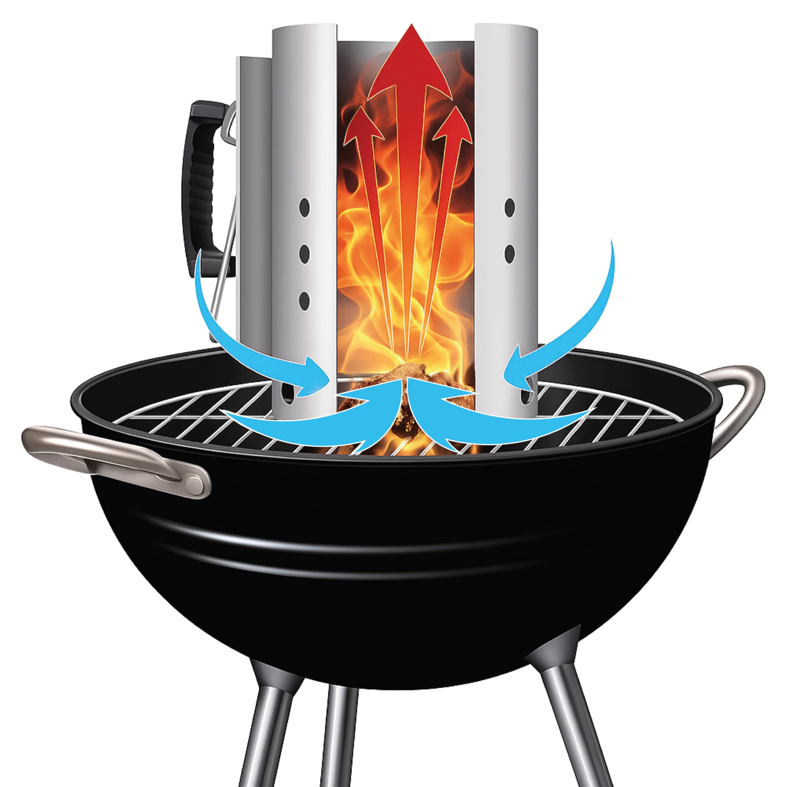 Brigros MasterCook Cheminère Barbecue Aluminium Allume Charbon Bois 19 cm 30 cm 1,5 kg