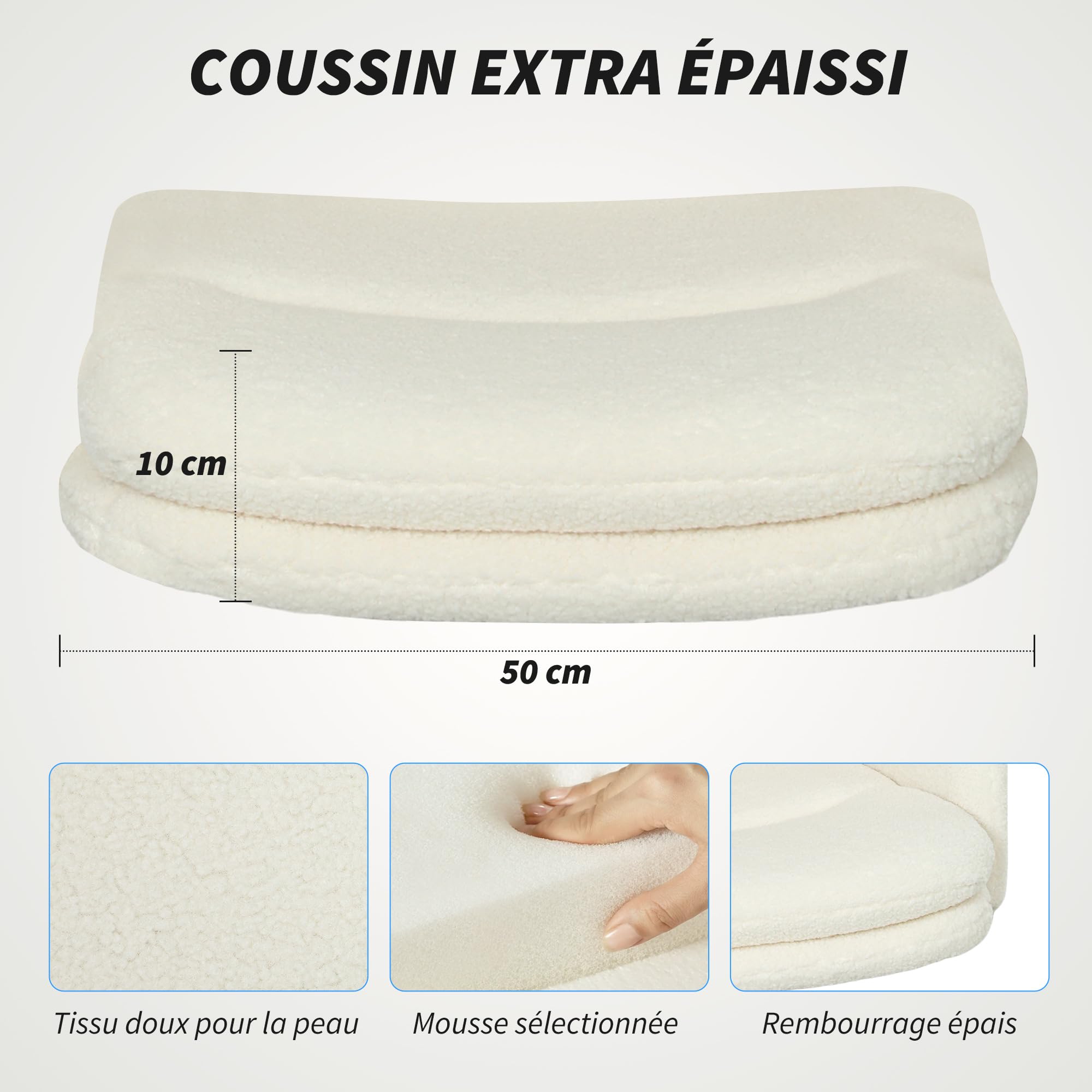 HOMCOM Chaise de Bureau, Fauteuil de Bureau Ergonomique, Crème