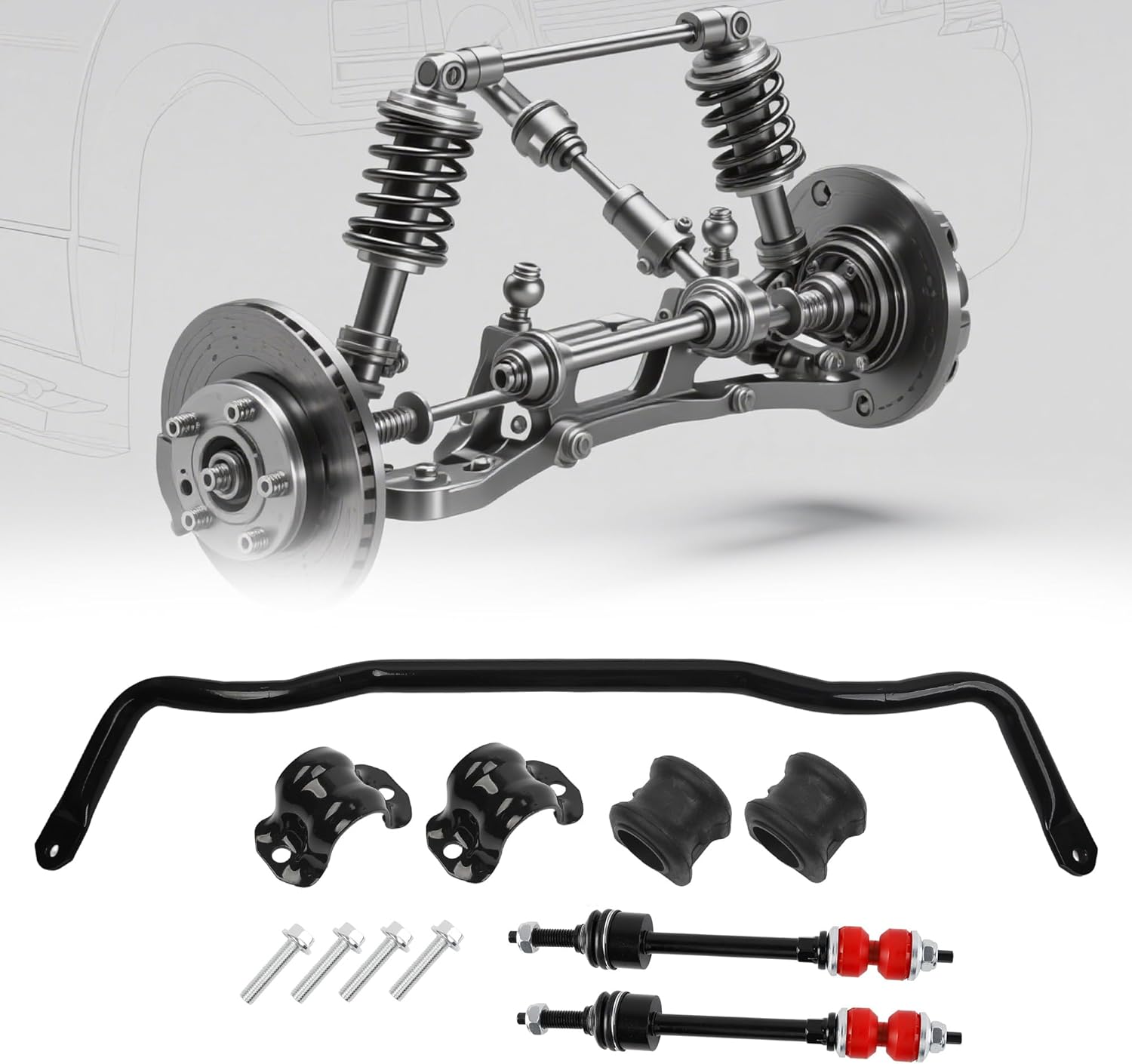 Dasbecan 55398938AC Front Stabilizer Bar K80894 Front Sway Bar Link Kit with Bushing Kit Compatible with Dodge Ram 1500 09-10 Ram 1500 11-18 Ram 1500 Classic 19-22 4WD Replace 55398938AB