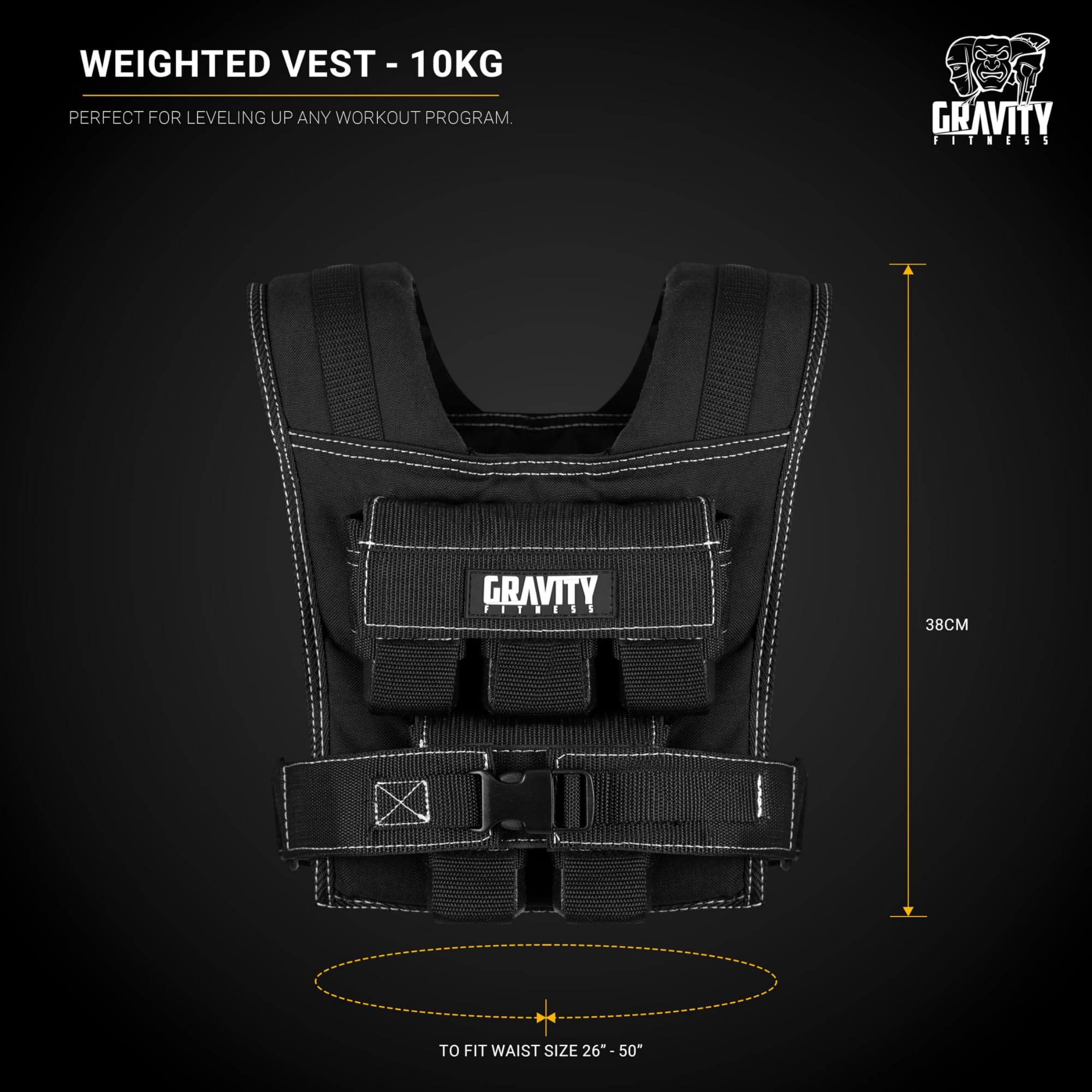 Gravity Fitness Kamizelka lesté 10 kg entièrement réglable Calisthénie, Crossfit, muskulatura, użytkowanie domowe i komercyjne