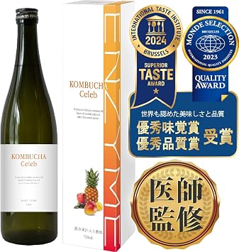 Physician-SupervisedKOMBUCHA Celeb Enzyme Drink 24.3 fl oz 720 ml, Completely Additive-Free, Replacement Diet, Fasting, KOMBUCHA South Country Mango Flavor, Made in Japan