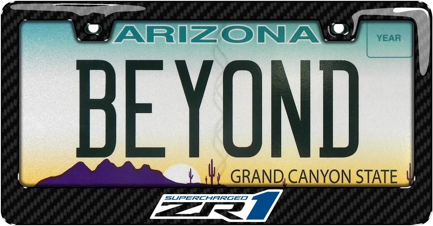 iPick Image for Chevrolet Corvette C6 ZR1in 3D on Real Carbon Fiber ABS Plastic License Plate Frame is Official Licensed