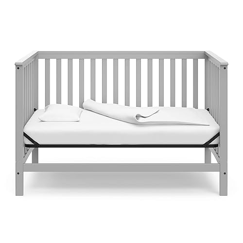 Miniatura 6 de Storkcraft Hillcrest - Cuna convertible 4 en 1 (gris pajarita)  Se convierte en sofá cama, cama infantil y cama de tamaño completo, se adapta a