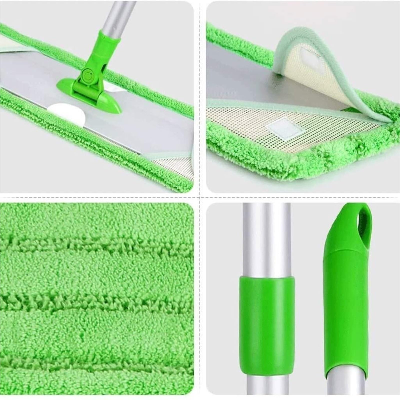 Mopas de Limpieza Suelos Fregona para Pisos De Madera Dura, Giratoria 360°, con Mango Extendido De Aluminio, Reutilizable Mopa Fregona