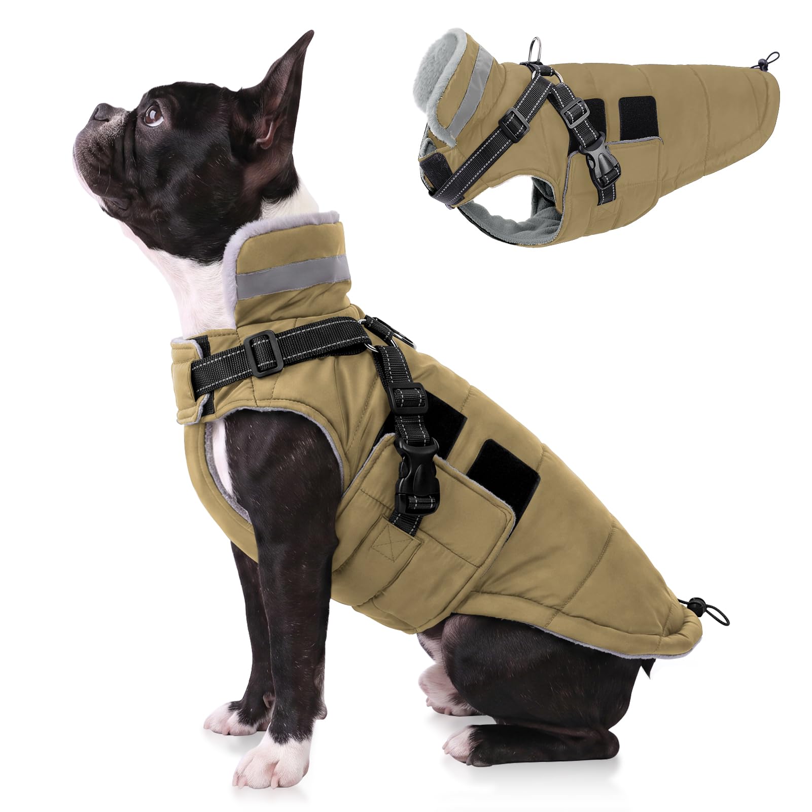 Queenmore Dog Coats for Large Dogs Winter Waterproof with Harness