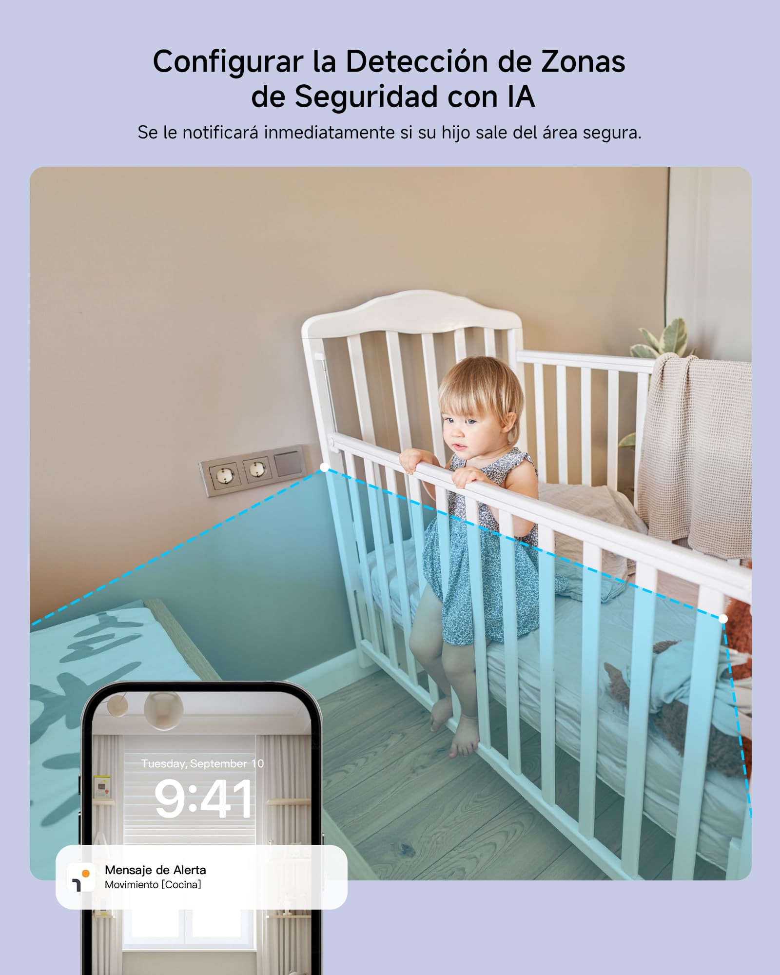 ARENTI Vigilabebes con 2 Camaras con Pantalla de 5'', 1080P Camara Vigilancia Bebe, Audio Bidireccional, Detección de Movimiento y Sonido, Visión Nocturna, Sensor Temperatura, Modo VOX, Alarma de Área