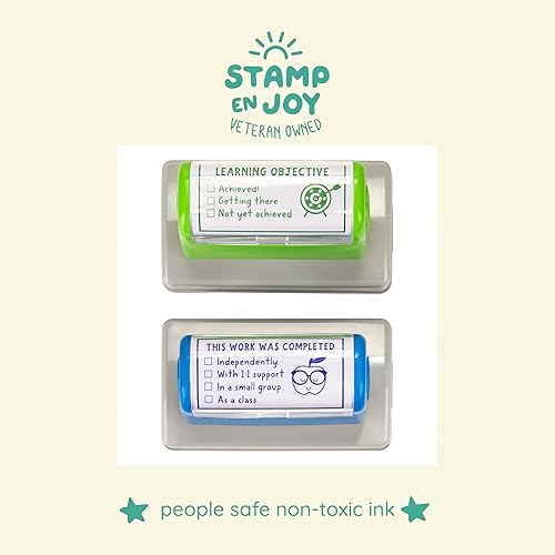 Miniatura 3 de Stamp Enjoy - Juego de 2 sellos flash de tinta automática, sellos multicolor para profesores, sellos de clasificación de casilla de verificación,