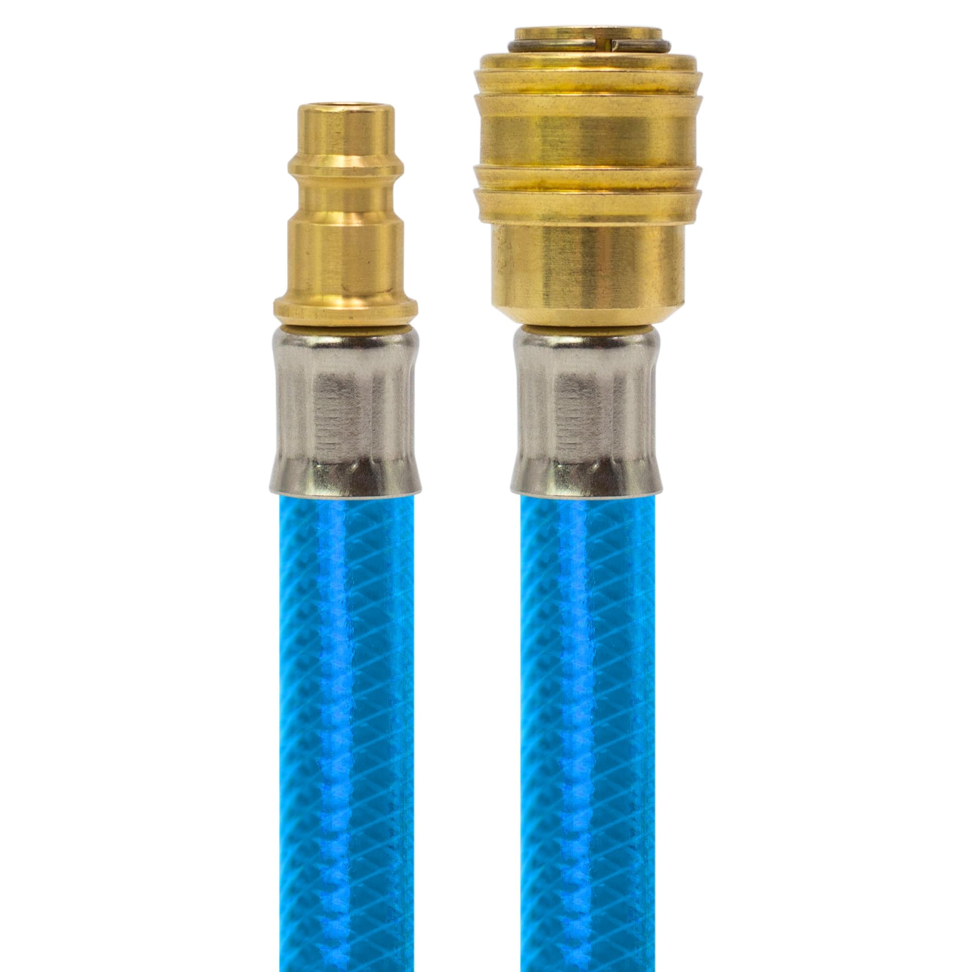 Manguera de aire comprimido con acoplamiento rápido (1/4 pulgadas), manguera de aire, manguera de compresor, fabricada en Alemania (6 x 12 mm – 25 m, azul – transparente)