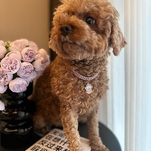 Miniatura 3 de Collar para mascotas con diamantes de imitación, collar de 3 filas de diamantes de cristal brillantes para perro, collar de boda con diamantes de