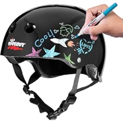 Casco De Bicicleta Animado Wipeout - Casco para Bicicleta con rotuladores de borrado en seco, Negro, para es de 8 años