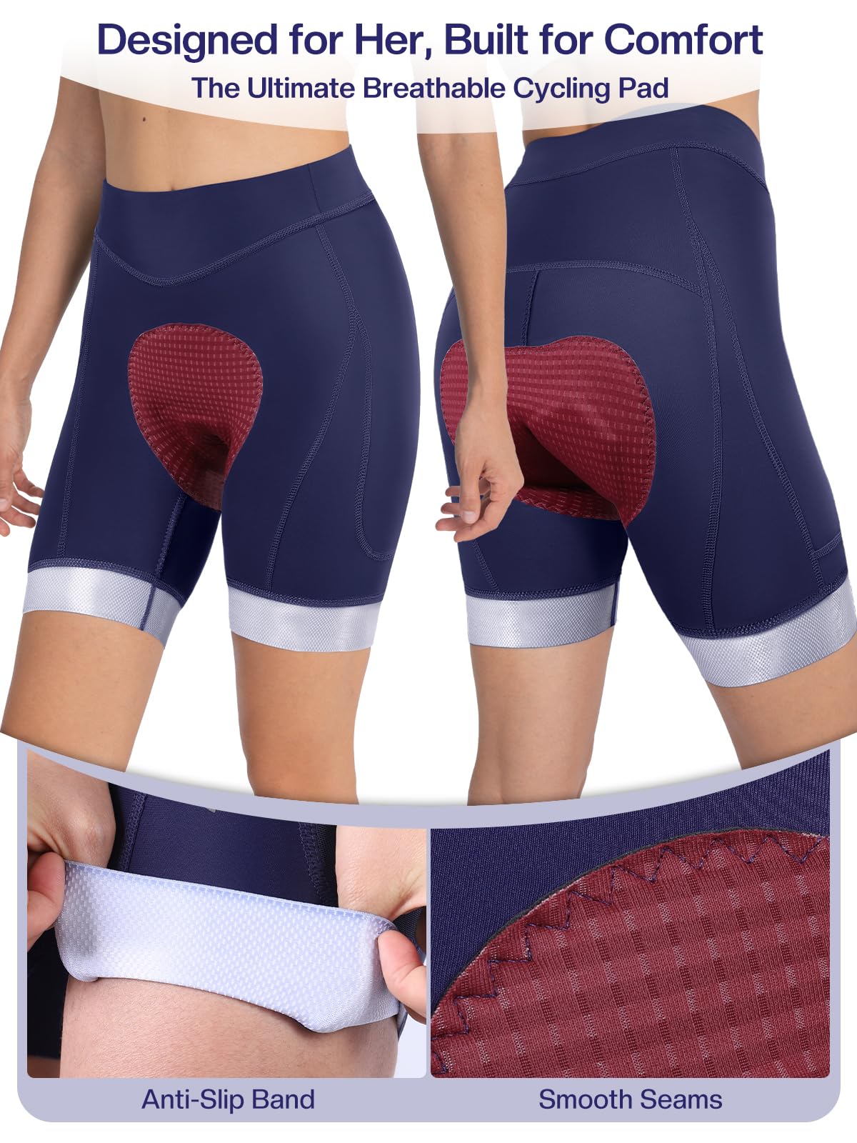 ARSUXEO pantalón Ciclismo Mujer Culotte Mujer 4D Acolchado 3 Bolsillos 576