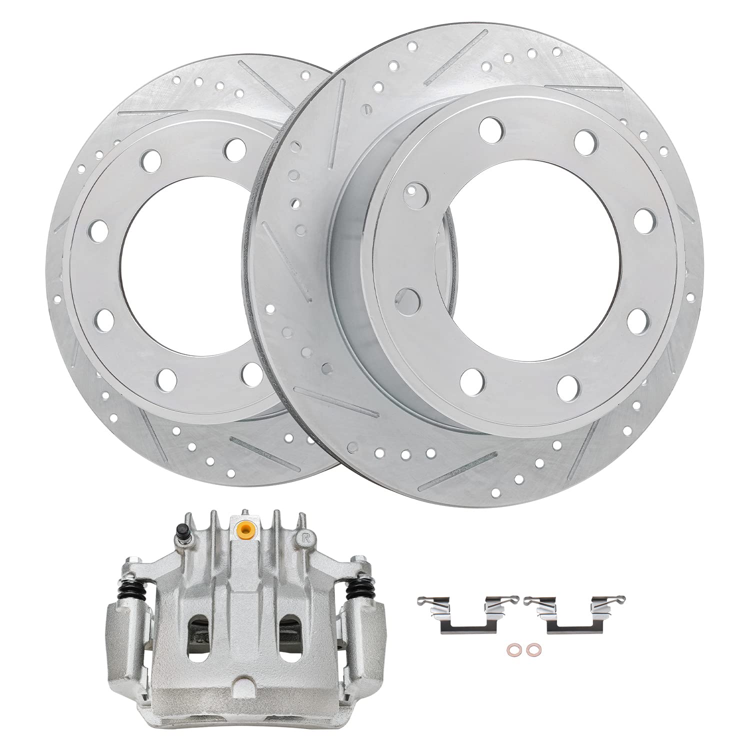 Detroit Axle - 8 Lugs Rear Drilled Rotors Left Brake Caliper Replacement