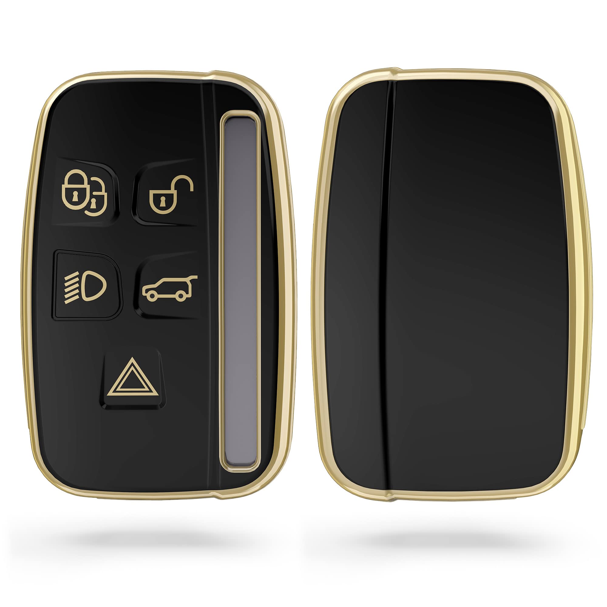 kwmobileKey Cover Compatible with Land Rover Jaguar 5-Button Remote Car Key - Car Key Fob Case Protector - Black/Gold