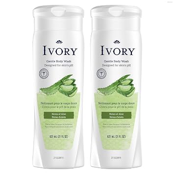 Ivory Body Wash Designed for the Whole Family, Gentle Formula, Free of Dyes Heavy Perfumes, Parabens & Phthalates, Aloe Scent, 21 oz Pack of 2