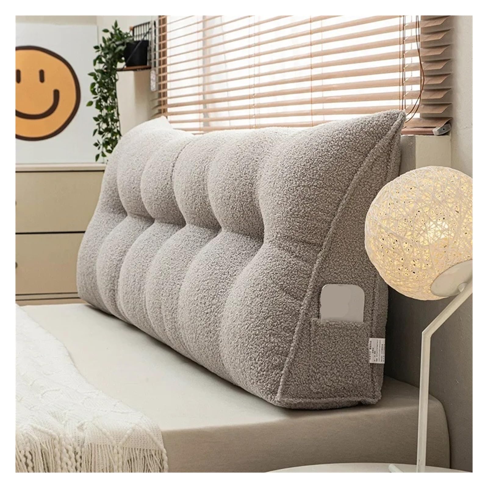 GMGQJST Headboard Pillow Large Triangular Headboard Wedge Bed Rest Reading Pillow Backrest Positioning Support Bolster Cushion With Removable Cover(Gray,180X50X20CM)
