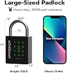 eLinkSmart Heavy Duty Smart Padlock with Key, Pad Lock with Code Keypad, Weatherproof Bluetooth RFID Keyless Electronic Digital Combination Lock for Gate Outdoor Fence Storage Unit Locker Shed Pool
