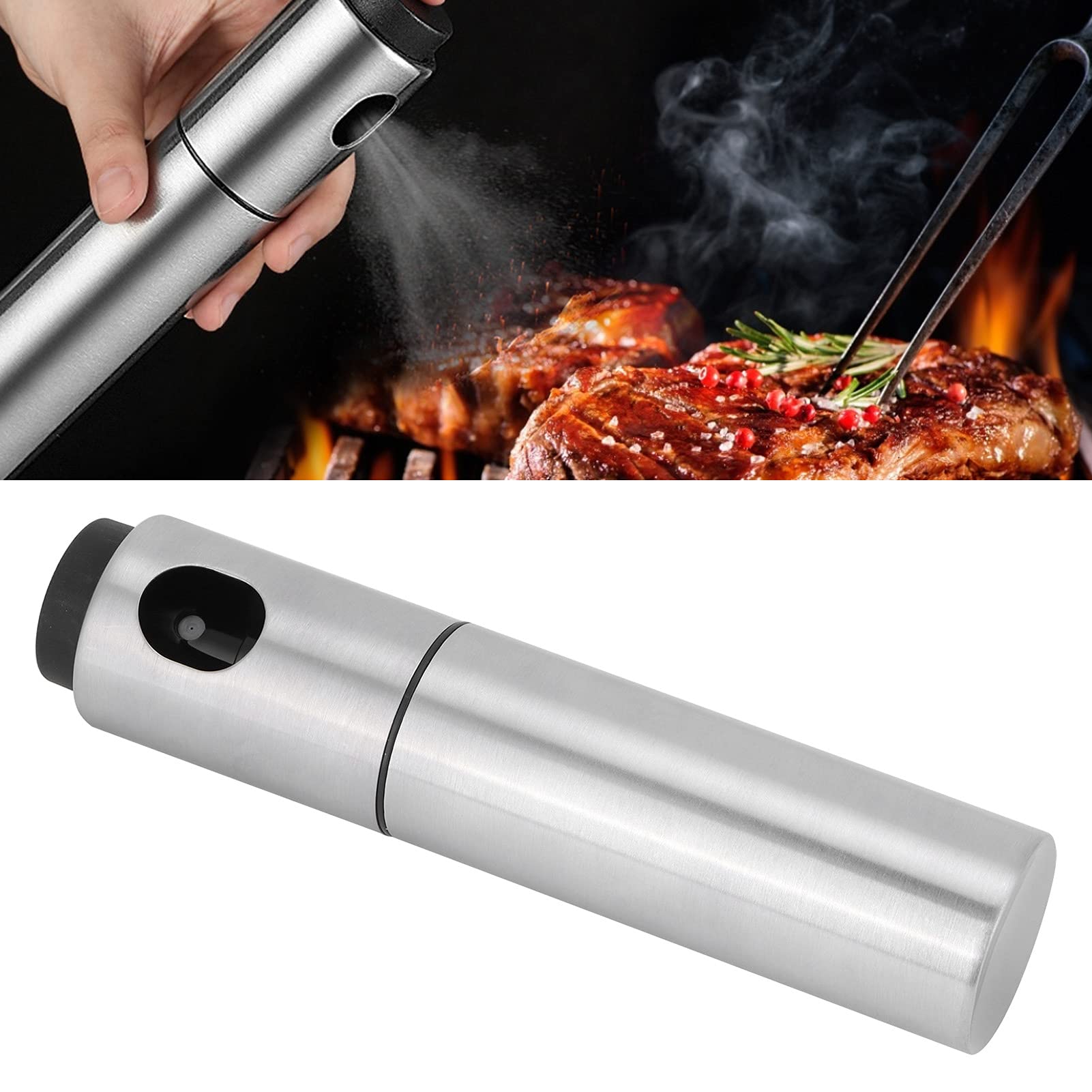 Natudeco Oil Spray Bottle Stainless Steel Oil Sprayer 135ml Oil Sprayer Seasoning Vinegar Spray Bottle Cooking Oil Sprayer for Kitchen Air Fryer Salad Baking Grilling Frying