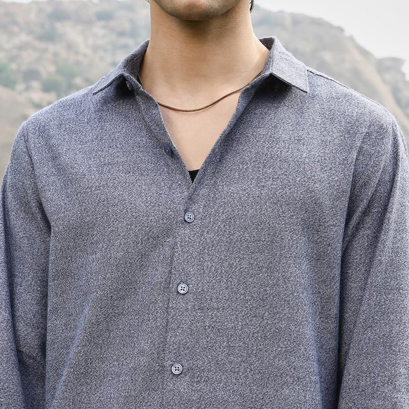 Image of CAHOOT Men's Shirt for Casual Wear | Spread Collar | Long Cuffed Sleeves | Button Closure | Shirt Crafted with Comfort Fit for Everyday Wear