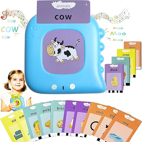 Tarjetas didácticas parlantes, discurso de bolsillo para niños pequeños de 3 a 7 años, tarjetas de vocabulario de bolsillo audibles de doble cara