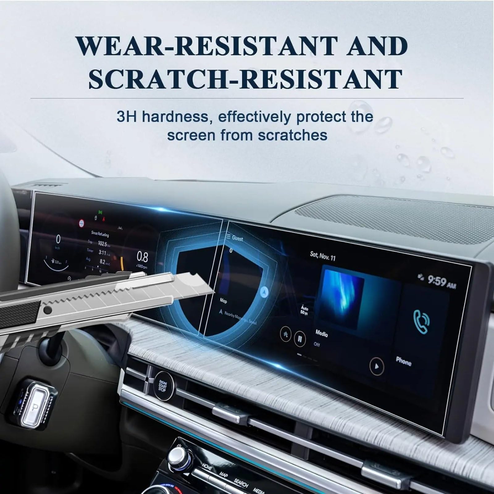 Film de Protection d'écran en Verre trempé pour GPS de Voiture Hyundai Tucson 2024 (12,3 Pouces).