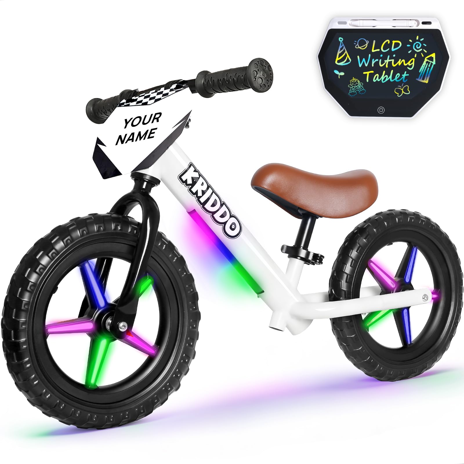 KRIDDO Toddler Balance Bike 2 Years Old with LCD Writing Tablet