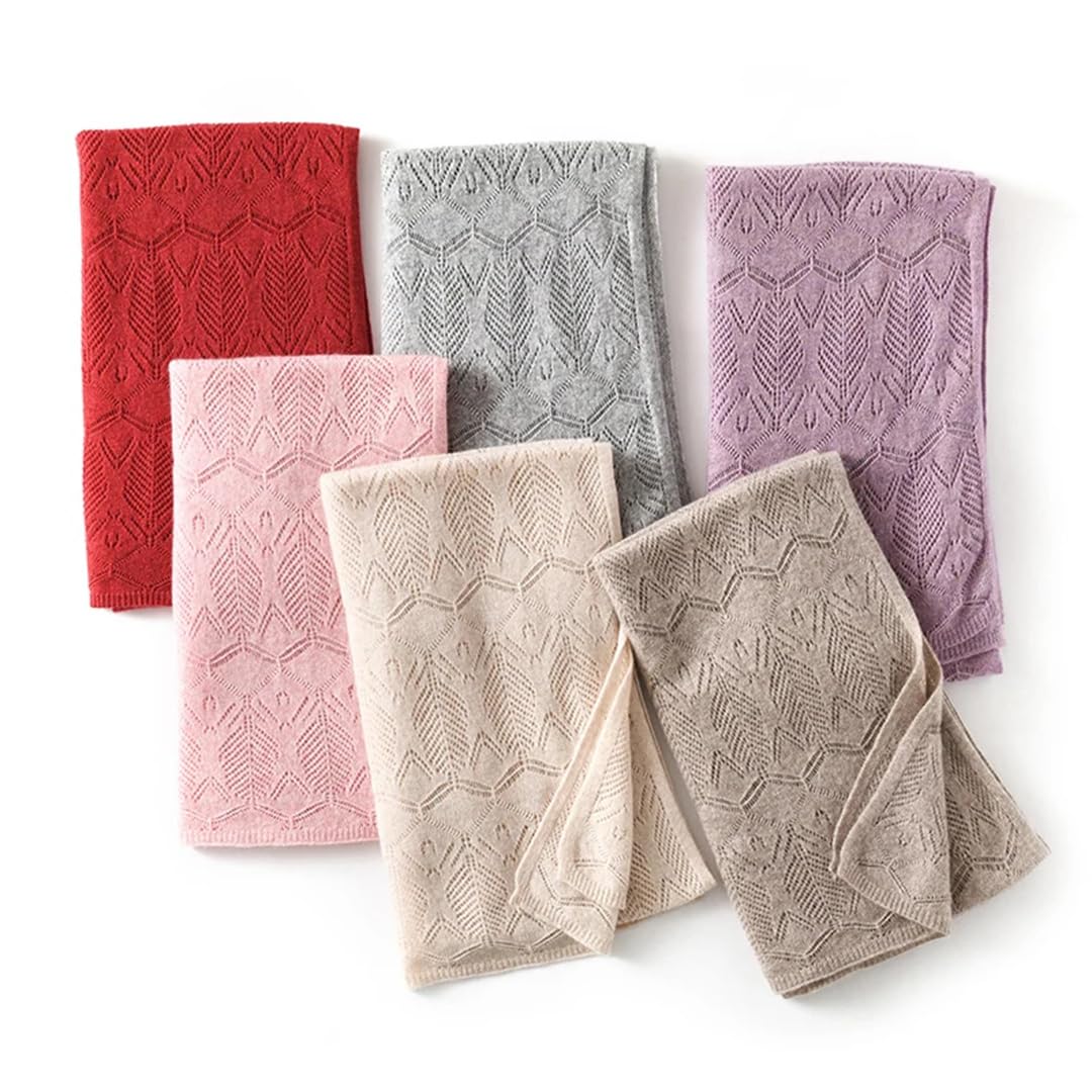 Otoño Invierno Mujeres Cachemira De Punto Bufanda Color Sólido Poncho Hueco Cabos Señora Bufand