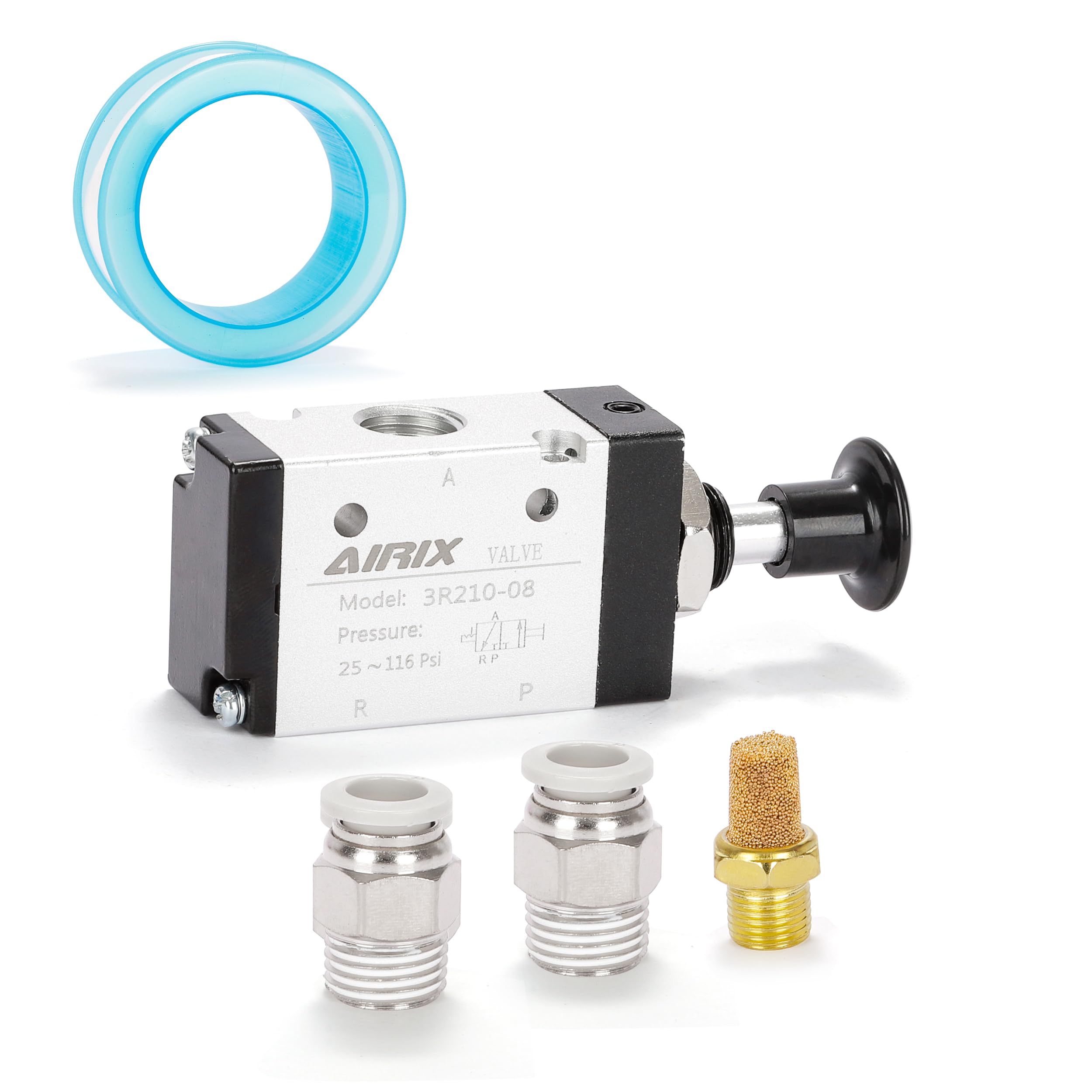 1/4" NPT Manual Control Valve 3R210-08, 3-Port 2-Position Hand Valve