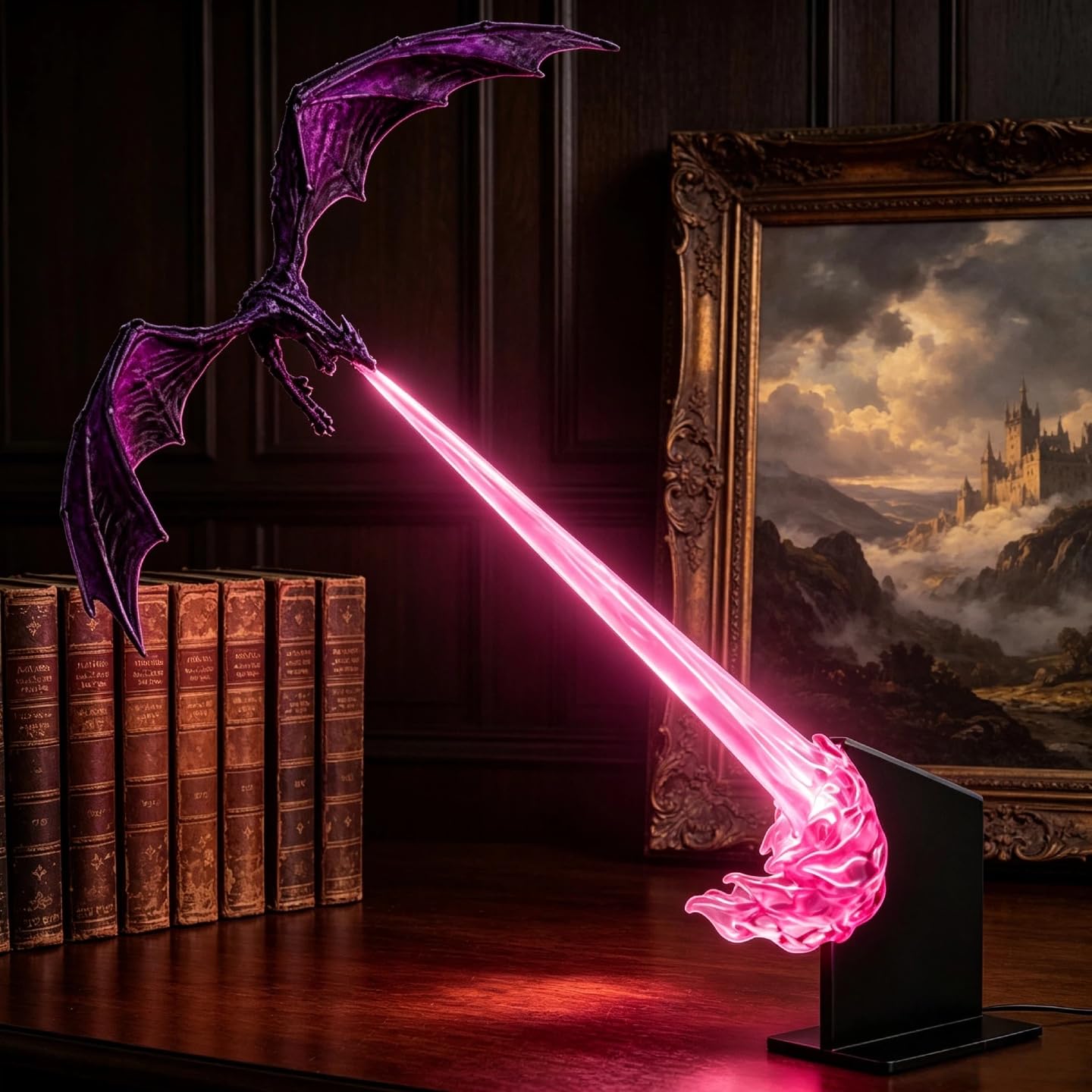 Dragon Bookshelf Nook Light, 3D Printed Fire-Breathing Fantasy Shelf Decor