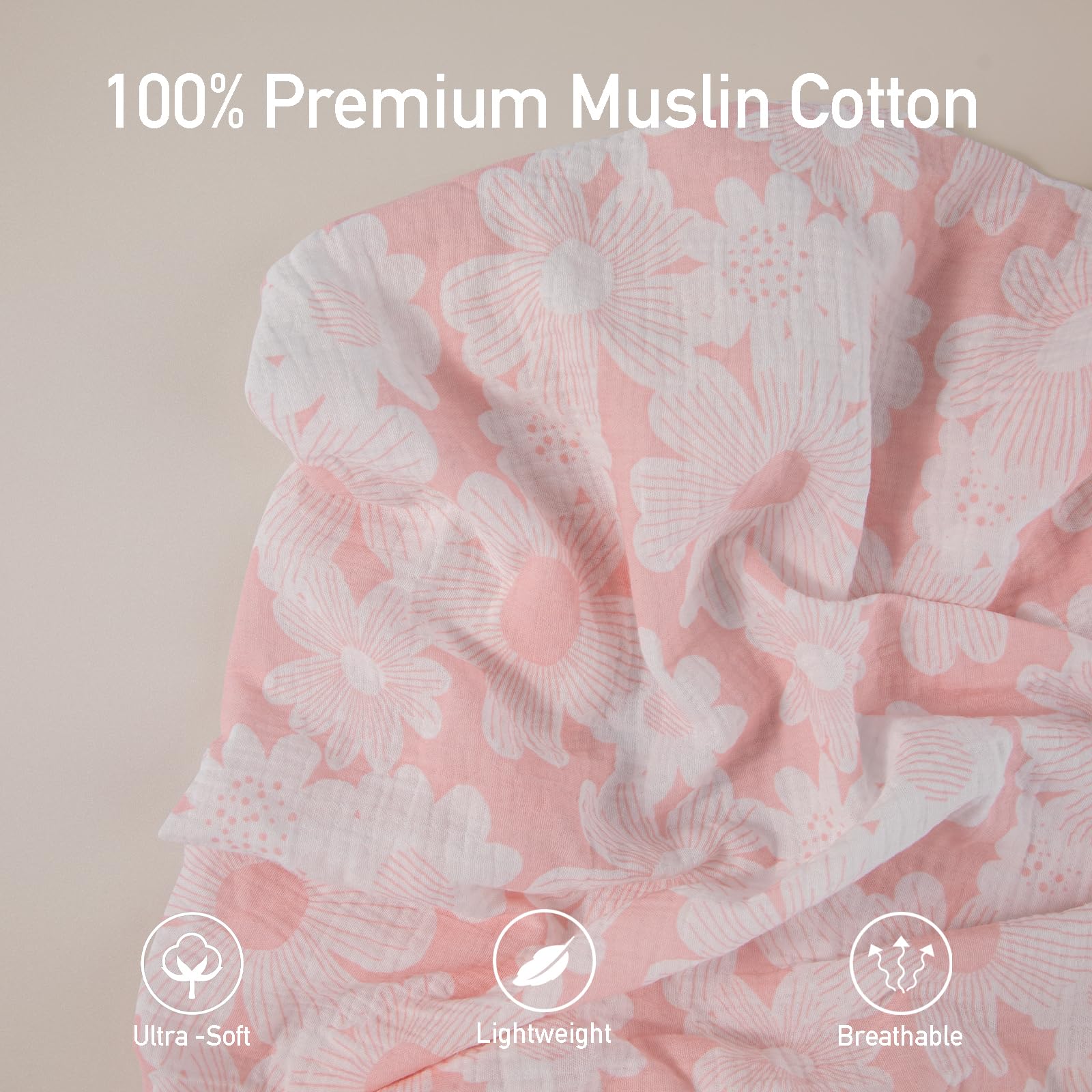 Gllquen Baby Confezione da 3 lenzuola in mussola per mini culla, traspiranti, con angoli, in cotone morbido e accogliente, per neonati e ragazze, con angoli universali, per mini culla, 96,5 x 66 cm