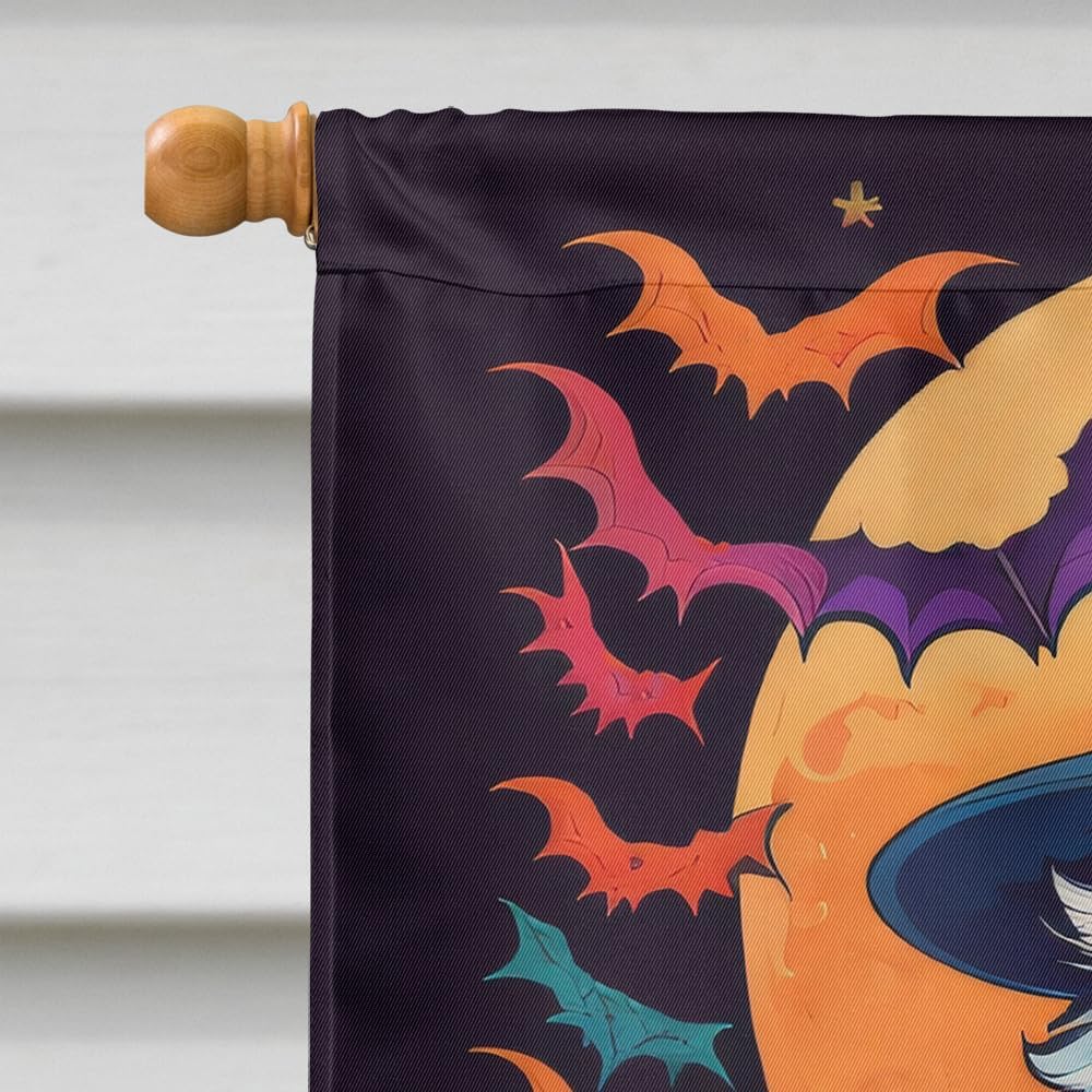 Caroline's Treasures DAC1469CHF American Eskimo Witchy Halloween House Flag Large Porch Sleeve Pole Decorative Outside Yard Banner Artwork Wall Hanging, Polyester, House Size, Multicolor
