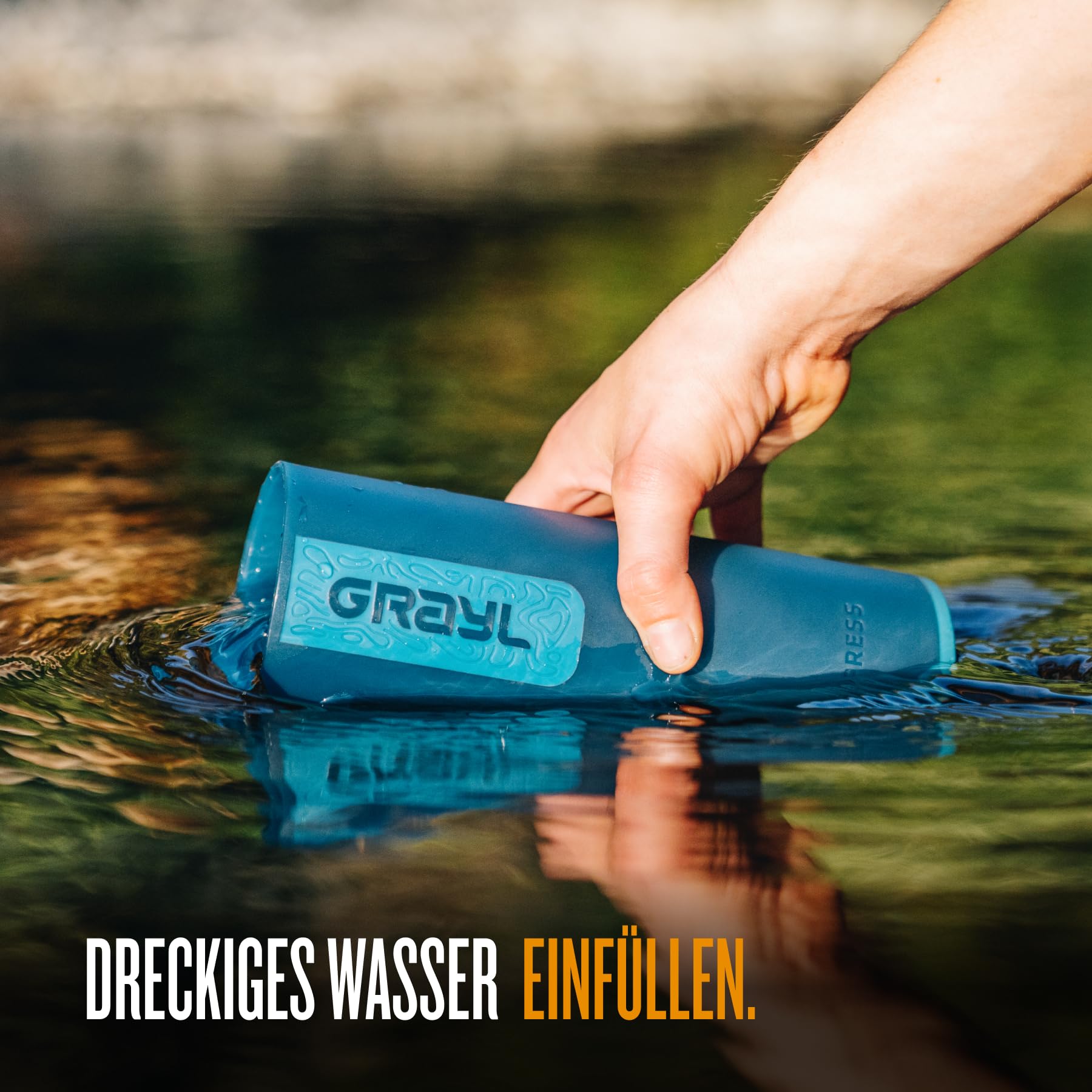 GRAYL Ultra Press PREMIUM Filtre à eau d'extérieur MEGA BUNDLE avec filtre de rechange 300L L'eau potable élimine 99,99 % des bactéries et des virus pour le camping, la survie et les voyages - Bleu