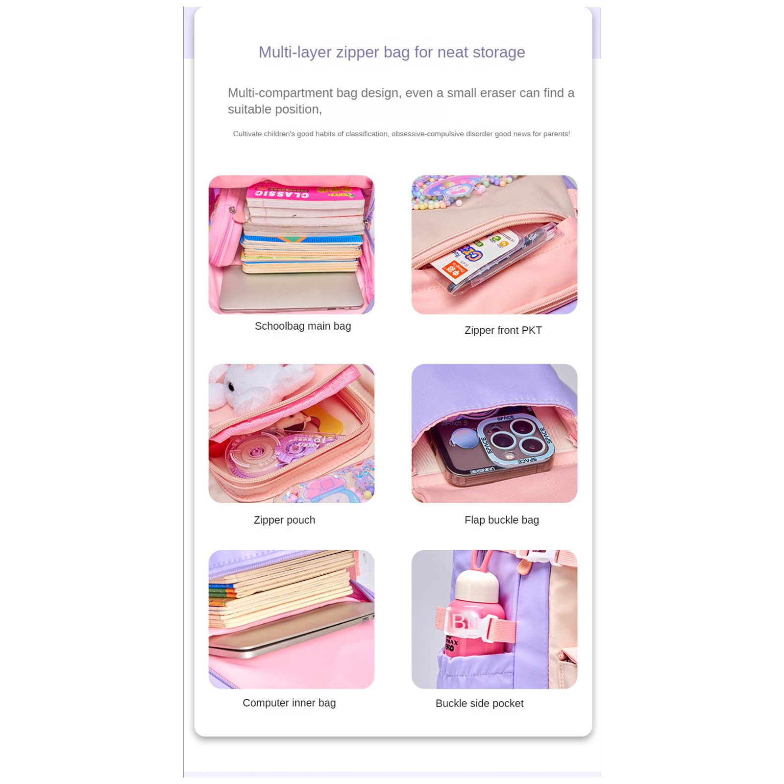 NOGRAX Cartable Sac D'école Primaire Sac D'école Fille Sac À Dos Léger Pour Enfants Sac À Dos Sac À Dos Grande Capacité