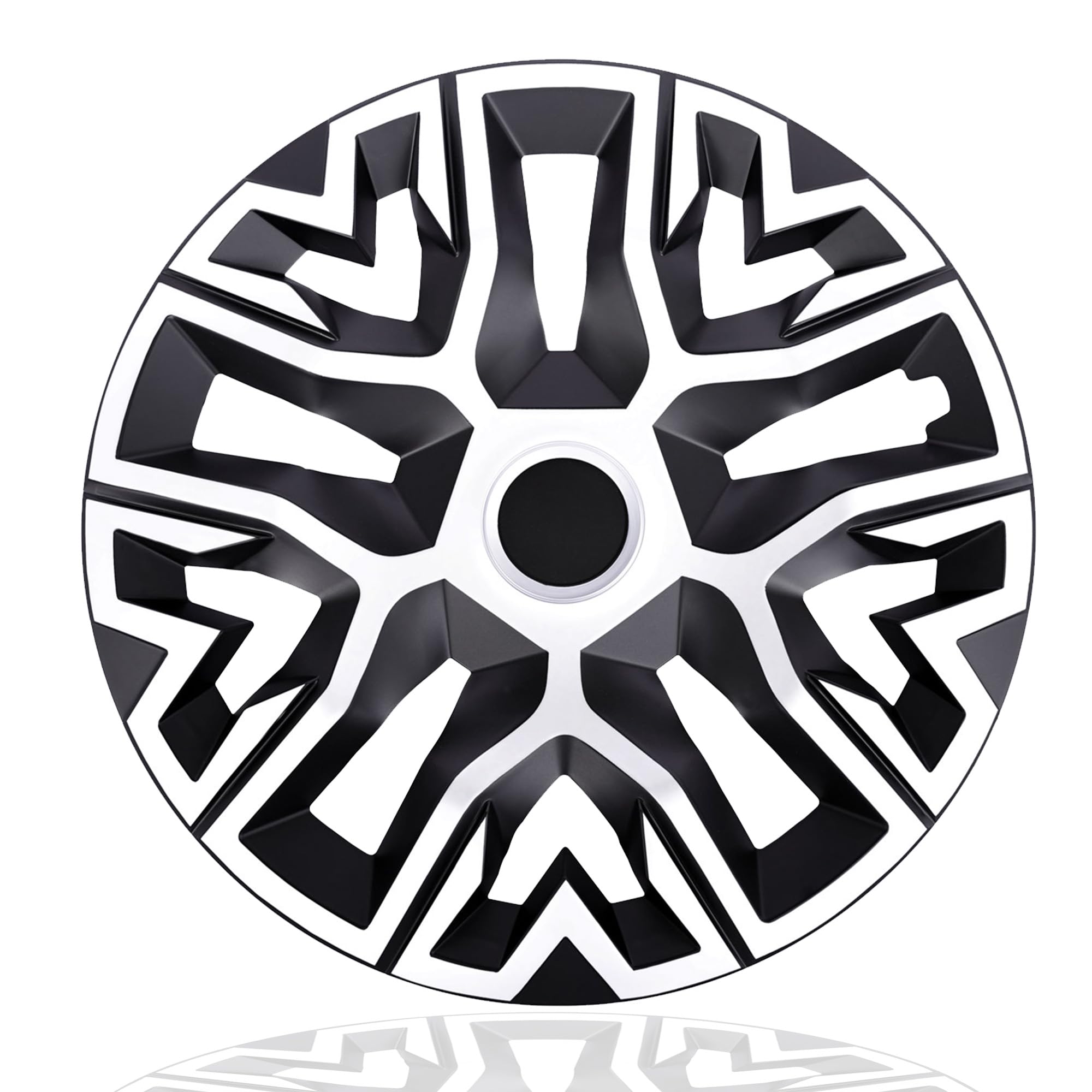 NRM The Best Bicolor White/Black Lot de 4 enjoliveurs 16 pour jantes en acier - Blanc/noir