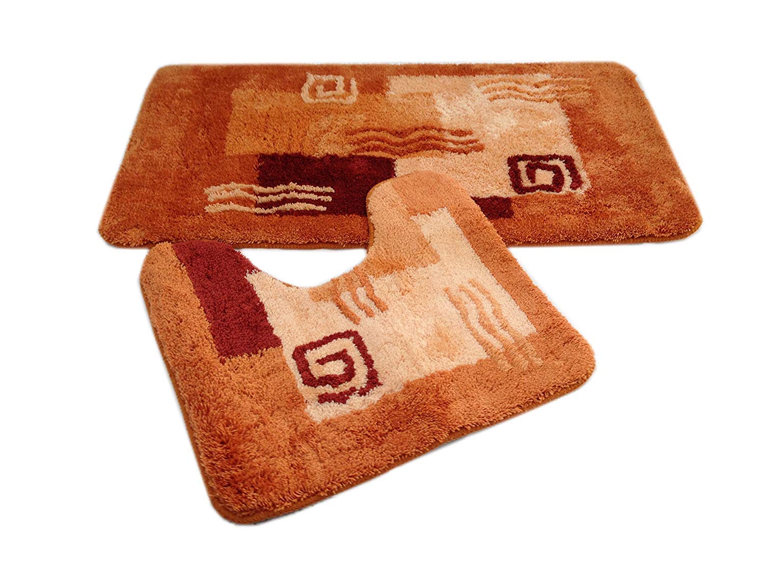 S&S-Shop Tapis de Bain en Terre Cuite | Mailand | 3 pièces | Antidérapant | Tapis de Bain 50 x 45 cm | Tapis de Bain 50 x 90 cm | Tapis de Bain | Salle de Bain |