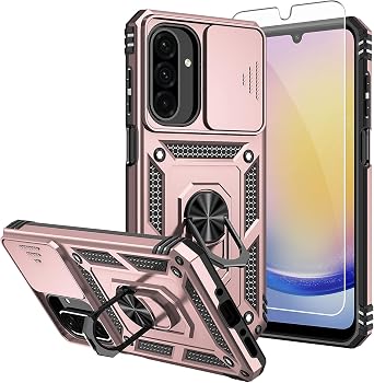 for Samsung Galaxy A17/ A26 5G Phone Case, with Screen Protectors and Camera Cover,[Military Grade] 16ft.Drop Tested Cover with Magnetic Kickstand Protective Case for Samsung A17 Rose Gold