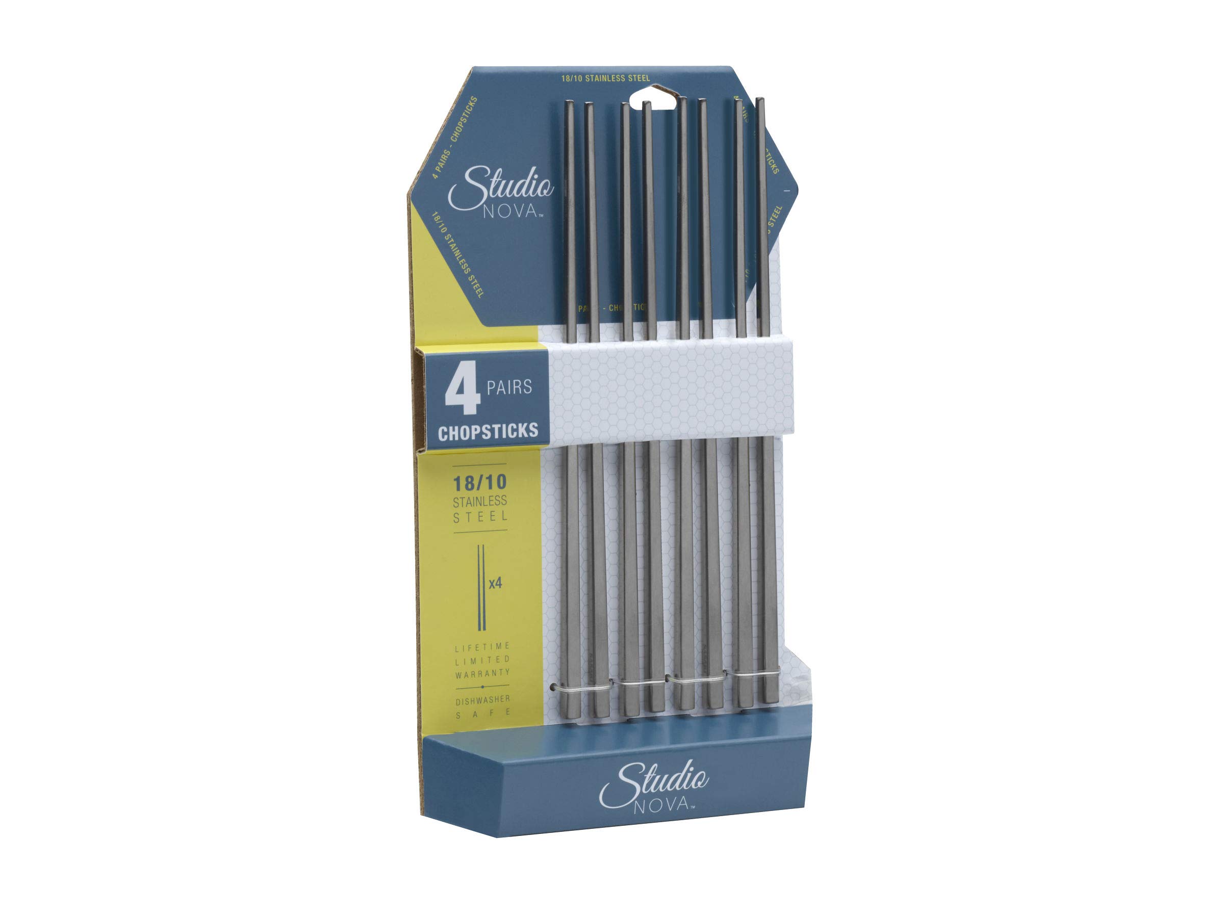 Studio Nova Stainless Steel Juego de Palillos, Acero Inoxidable, Plateado