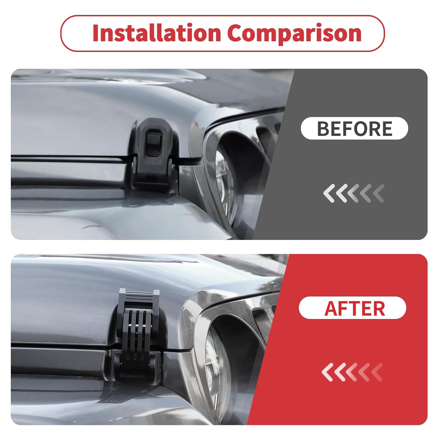 Linskip Hood Latches Aluminum Hood Catch Kit Replacement Compatible with 2007-2024 2025 Jeep Wrangler JK JL & Jeep Gladiator JT, Exterior Accessories(Pair)