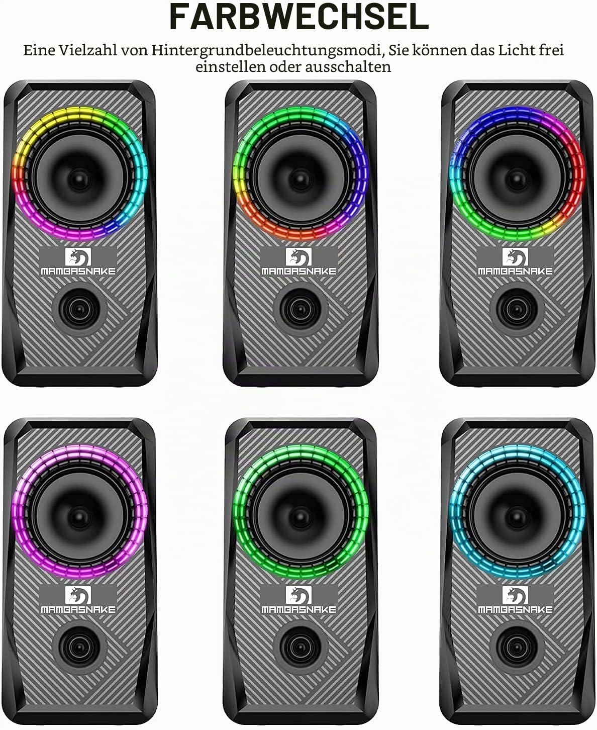 Vereinigtes Königreich-UK Layout verdrahtet 104 Key Gaming-Tastatur-Maus-Kopfhörer-Lautsprecher 5 in 1 Combo Multi RGB-Hintergrundbeleuchtung Einstellbar 2400DPI-Maus Great Mousepad wasserdicht