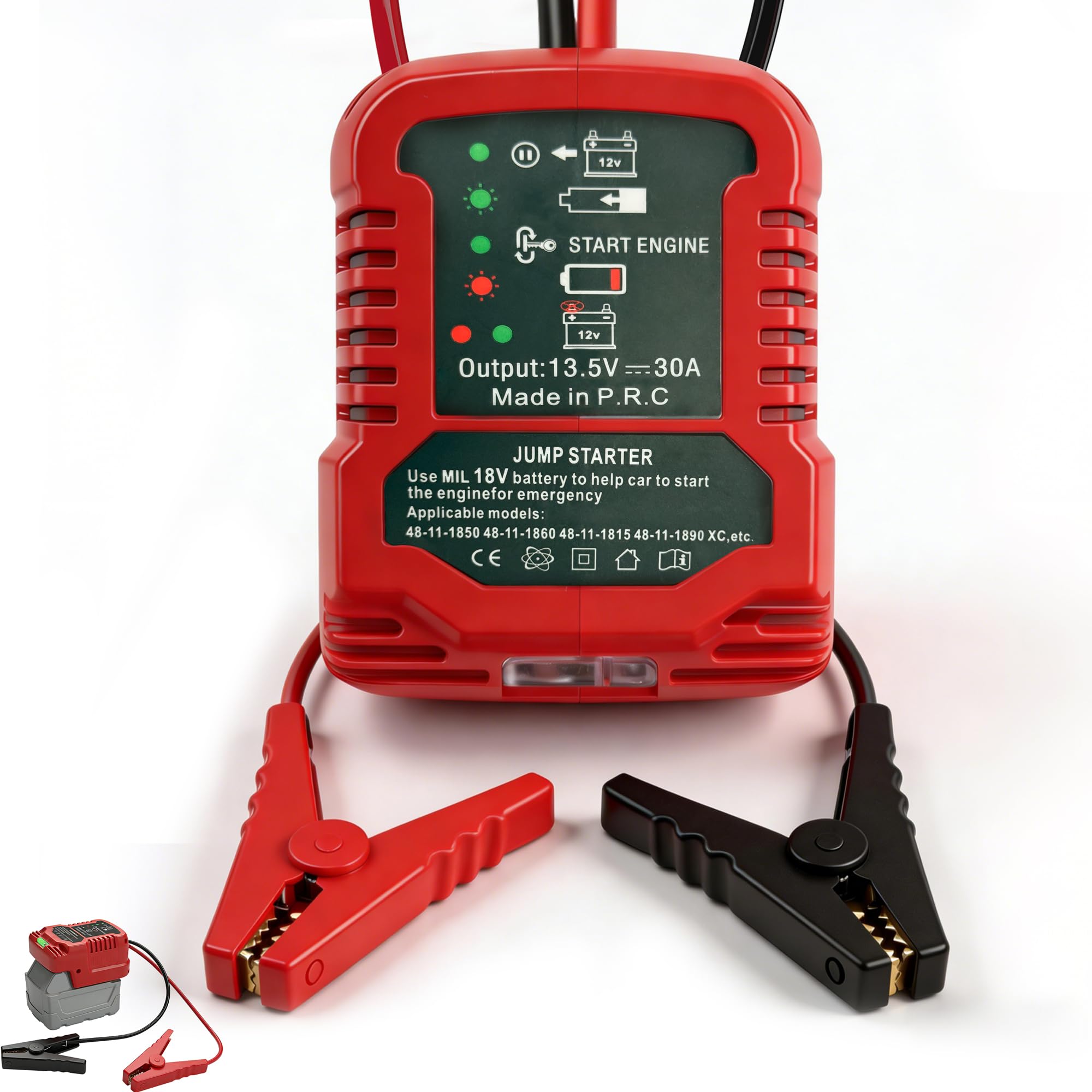 Car Jump Starter Compatible with Milwaukee M18 18V Tools Battery Jumper Cables with 30A Fuse Protection Circuit 13