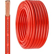 MOOKEERF THHN Wire 6 Gauge 50FT - OFC Stranded Copper 6 AWG Electrical Building Wire 600V with Nylon Jacket and PVC Insulation for Residential, Ground, Industrial, CNC, Panel Wiring - Red