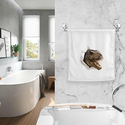 Miniatura 3 de Doterii Toalla de algodón con diseño de dinosaurio a través del papel, 100% algodón, toallas suaves para los dedos, 15 x 29 pulgadas