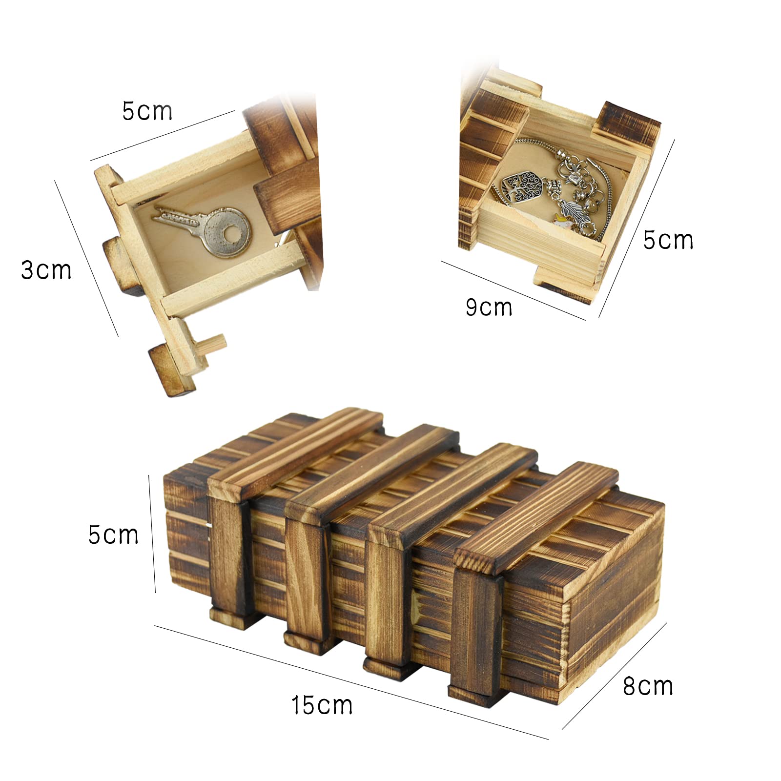 Caja Secreta Rompecabezas Madera, Caja Mágica Rompecabezas de Madera con 2 Compartimentos, Juegos de Logica Inteligencia, Caja Secreta Puzzles para Adultos Niños