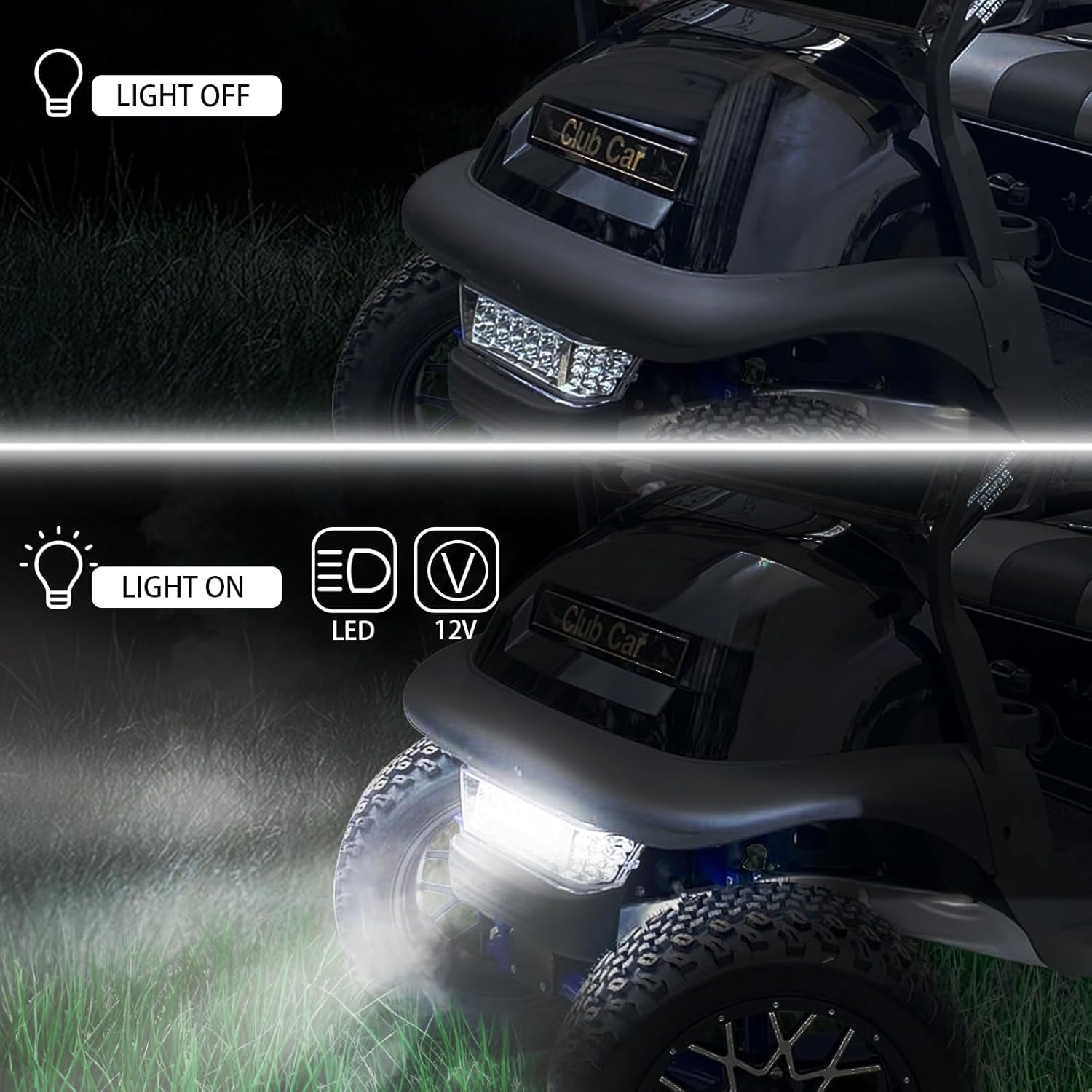 Golf Cart Deluxe Light Kit Compatible with Club Car Precedent Electric 2004-Up 12V Street Legal Light Kit, Upgrade LED Headlight Taillight with Turn Signals Hazard Light Switch Horn Brake Pad