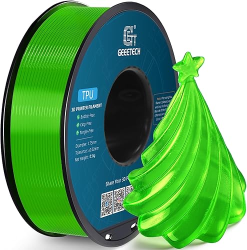 Miniatura 34 de Geeetech Filamento TPU de 1.75mm, Shore 95A – Filamento flexible para impresora 3D con alta elasticidad, carrete de 1KG (2.2lbs), precisión