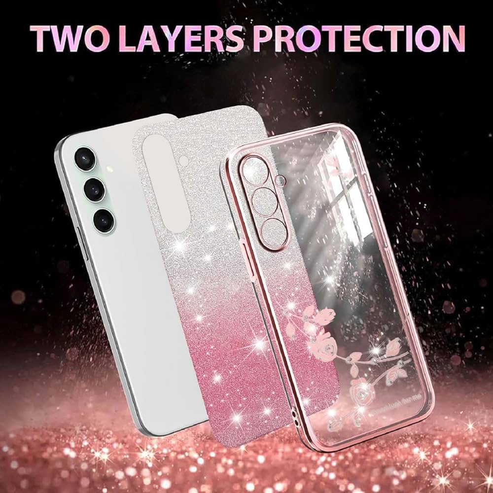 BORYA Silicone Cover per Honor 400 Smart, Ultra Sottile Antiurto Morbida TPU Custodia, Placcatura Elegante Brillante Diamante Fiori Caso con Gradiente