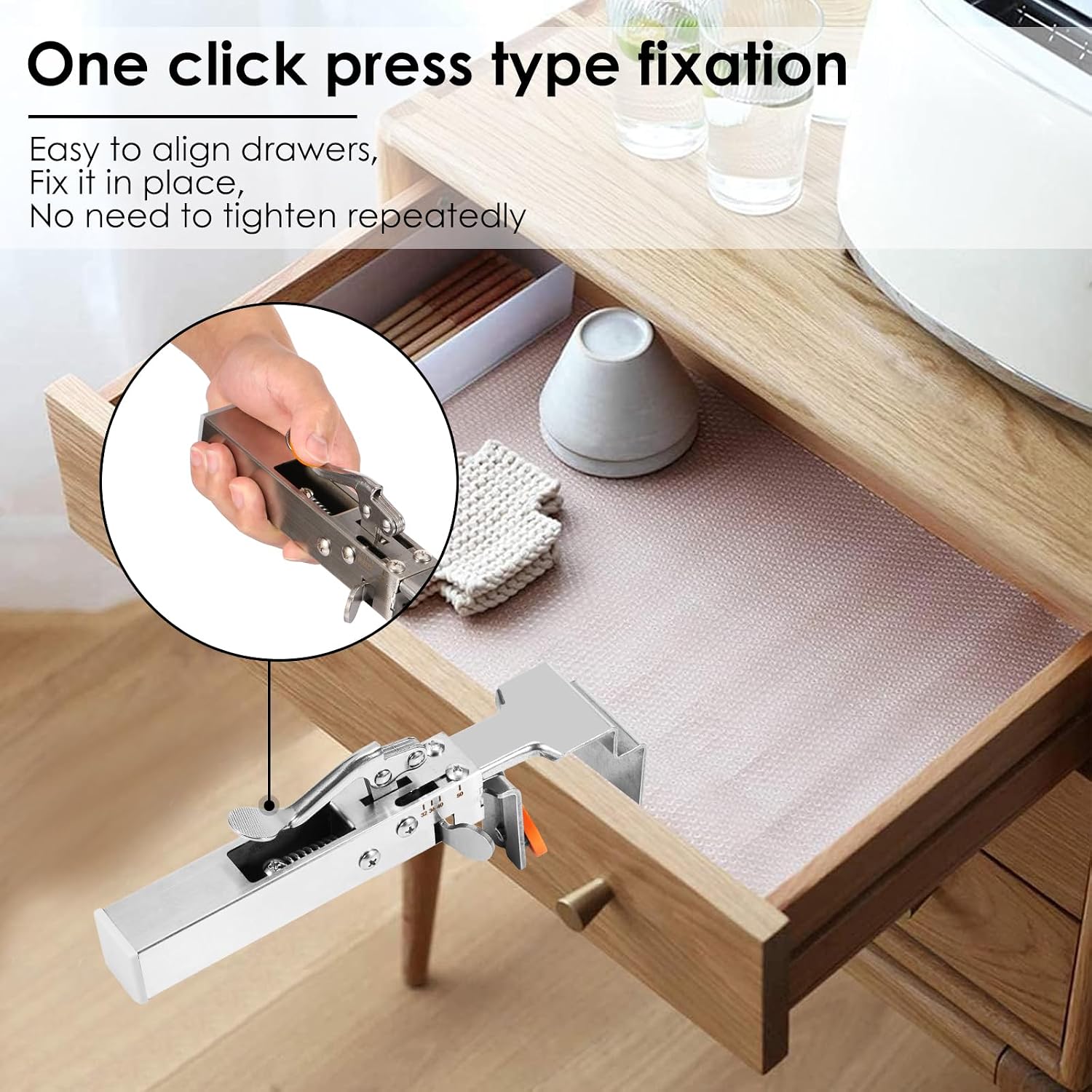4Pack Drawer Front Installation Clamps 21mm To 50mm Width Adjustable Drawer Fixing Clamp Stainless Steel Cabinet Clamps for Installing Cabinets Face Frame Clamps with Screwdriver