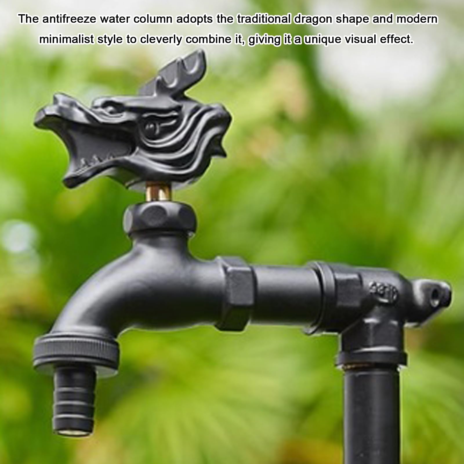 Grifo de Columna de Agua de Cobre para jardín Exterior - Grifo Independiente para riego y Lavado. Diseño Retro. Acabado en Negro. Altura: 60 cm/24 Pulgadas.
