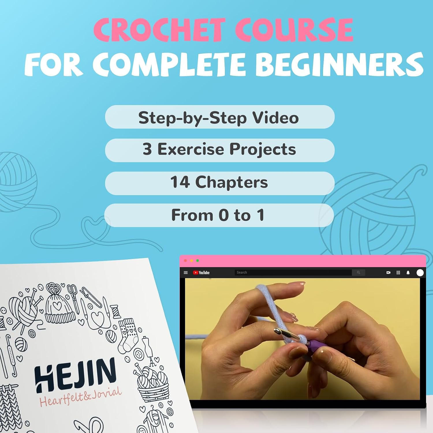 Crochet Kit for Beginners, Unicorn Crochet Kits for Kids and Adults Include Rainbow Yarn, Videos Tutorials, Eyes, and Crochet Hook - Crochet Animal Kit, Beginner Crochet Kit - Gift for Birthdays
